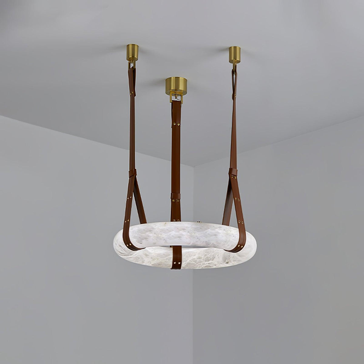 Oslo lampa wisząca Alabaster Ring Straps skandynawski
