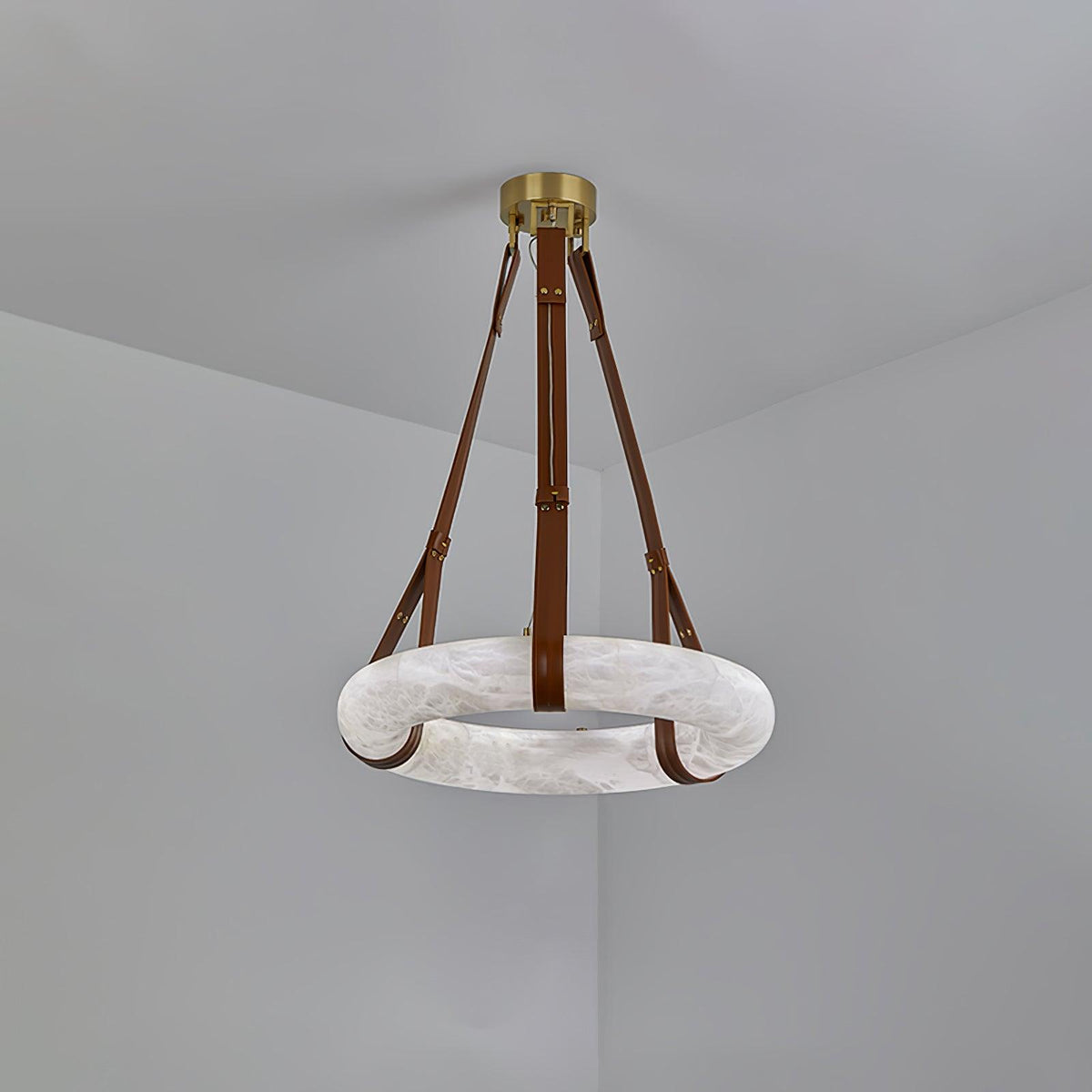 Oslo lampa wisząca Alabaster Ring Straps skandynawski