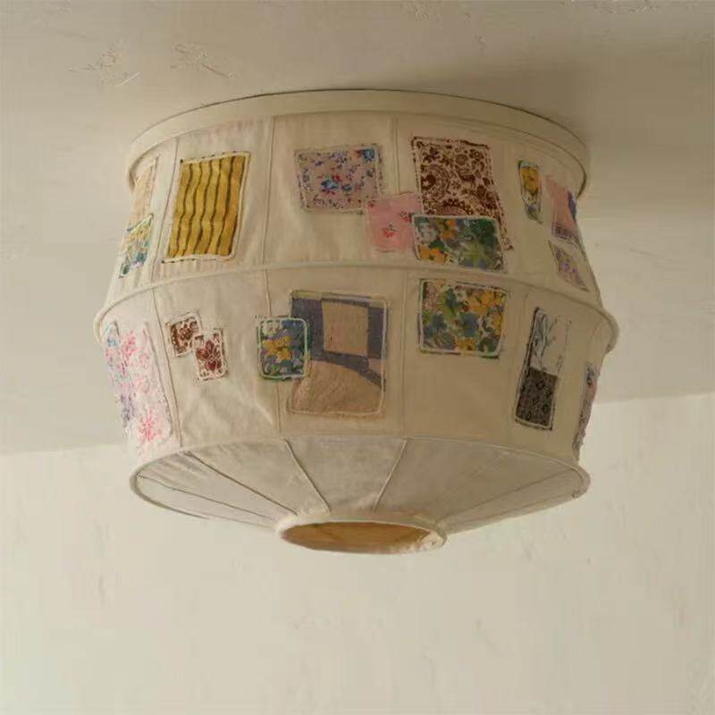Eulalie nowoczesna lampa sufitowa w stylu patchwork z ościeżnicą tkaninową