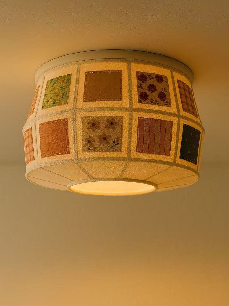 Eulalie nowoczesna lampa sufitowa w stylu patchwork z ościeżnicą tkaninową