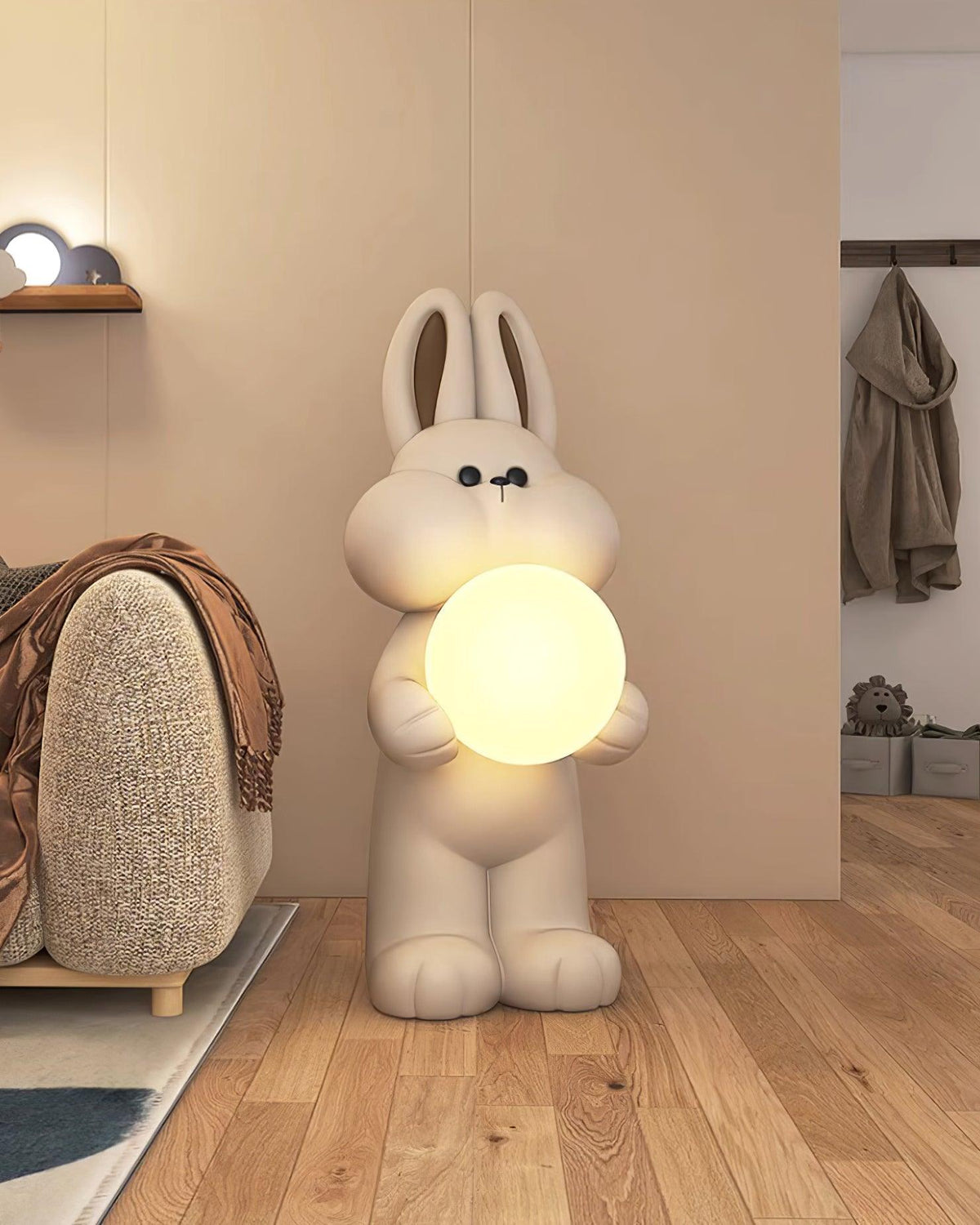 Lampa stojąca w kształcie kaczuszki z płótna
