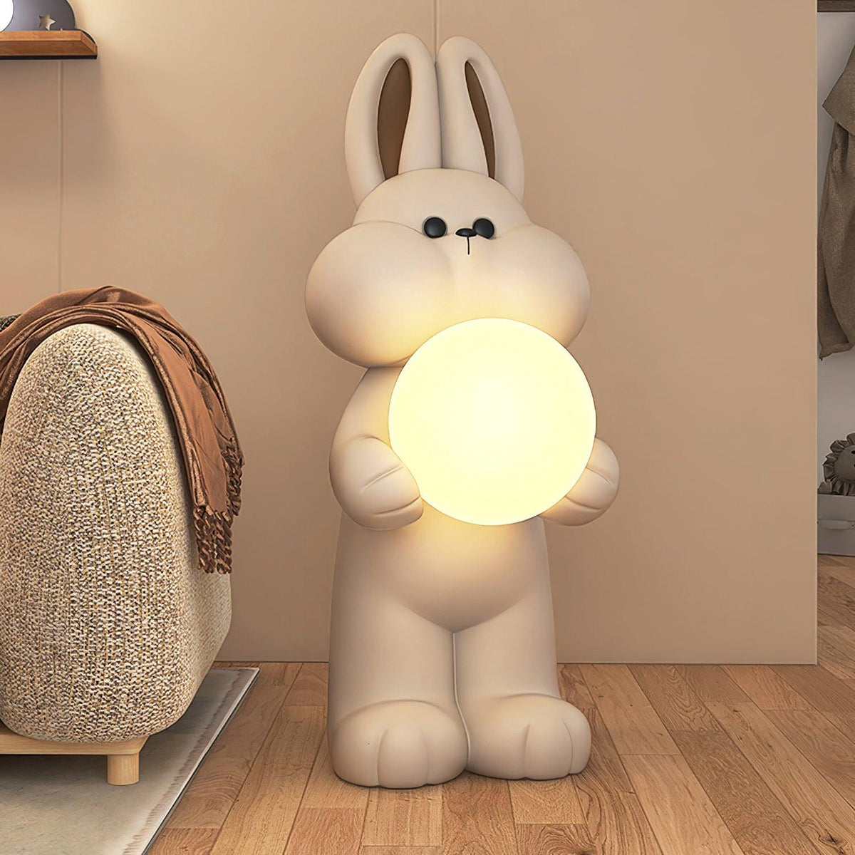 Lampa stojąca w kształcie kaczuszki z płótna
