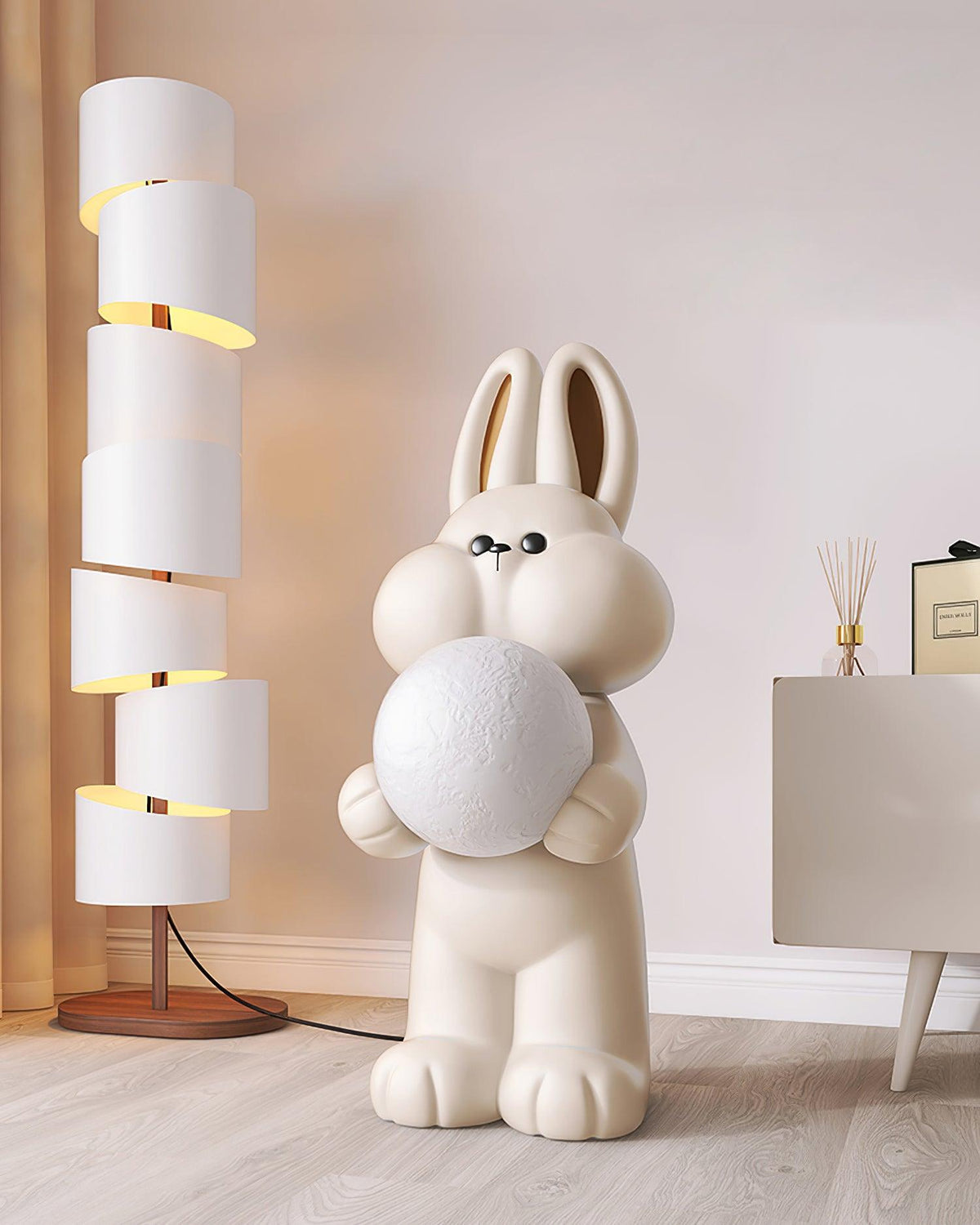Lampa stojąca w kształcie kaczuszki z płótna