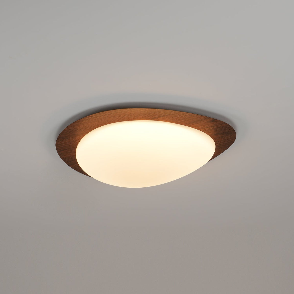 Sylenia lampa sufitowa Pebble orzechowe drewno akryl LED