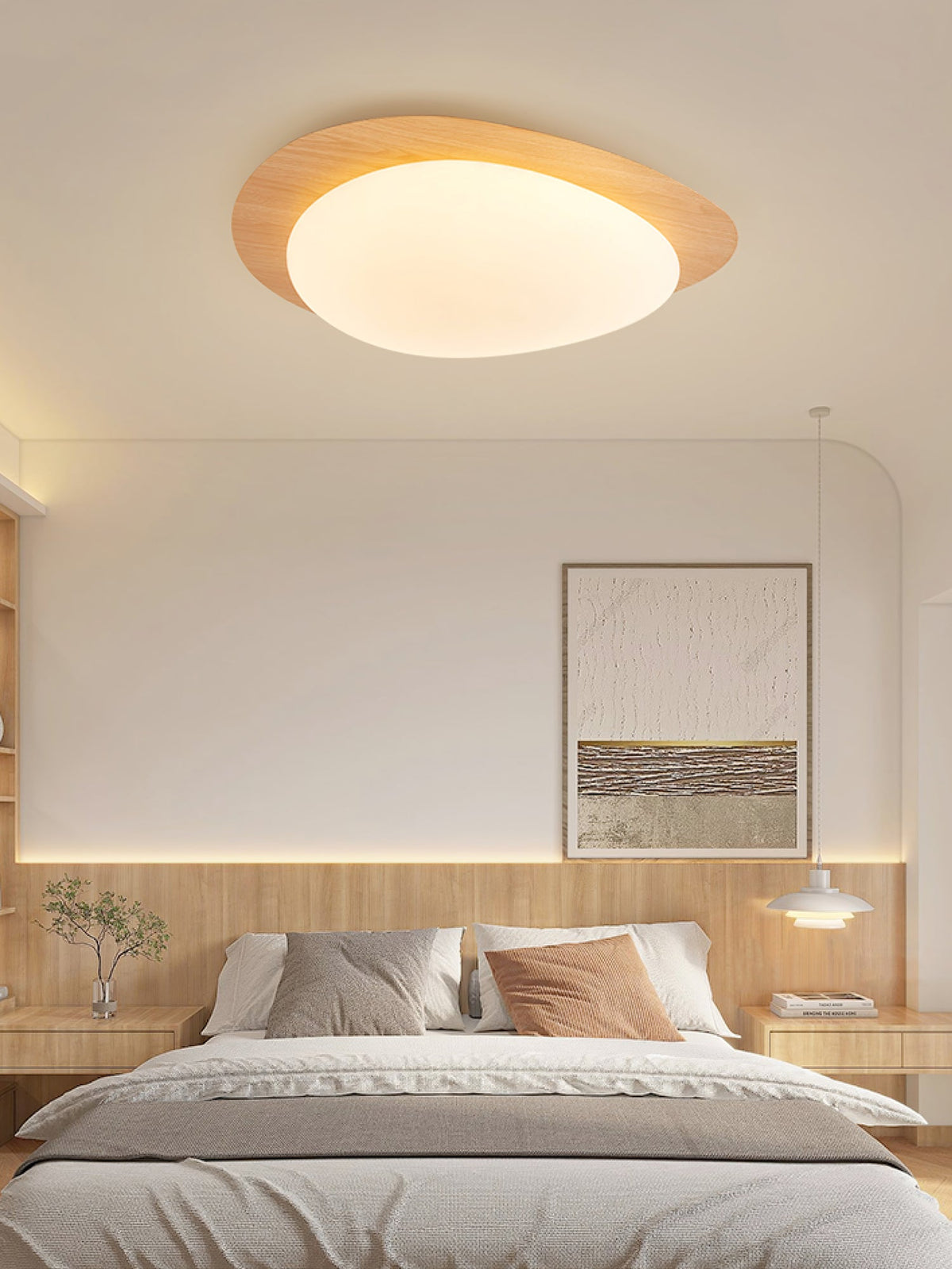 Sylenia lampa sufitowa Pebble orzechowe drewno akryl LED