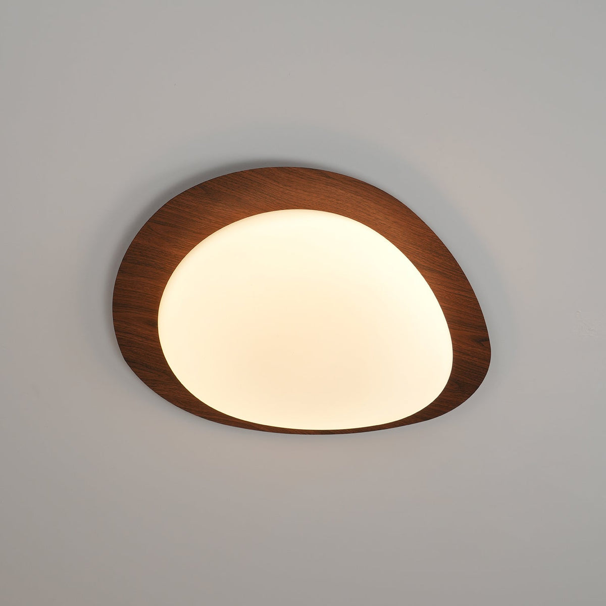 Sylenia lampa sufitowa Pebble orzechowe drewno akryl LED