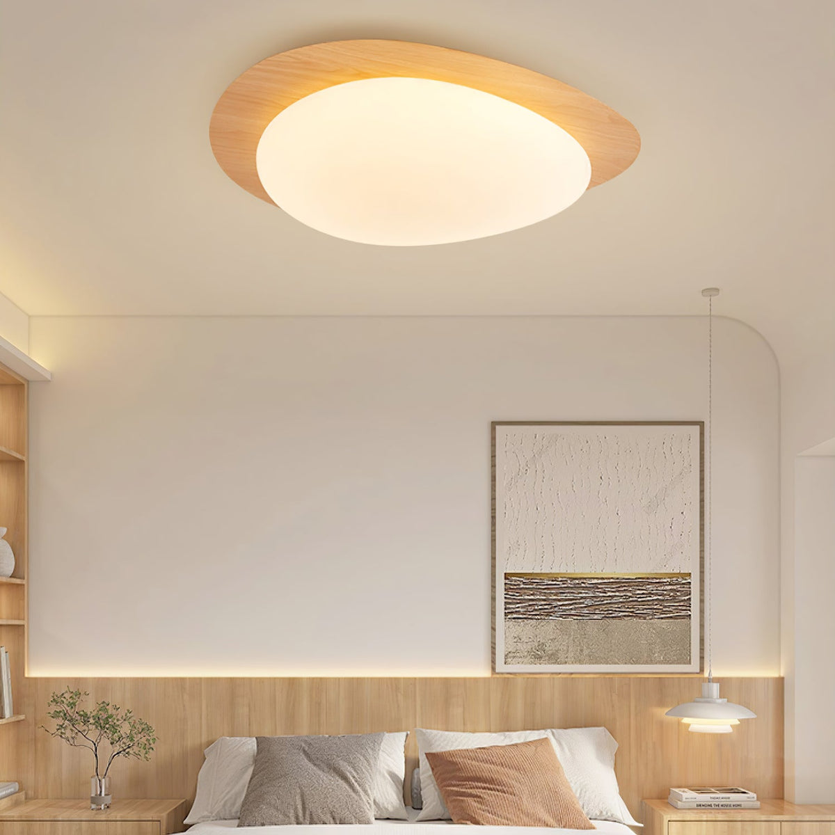 Sylenia lampa sufitowa Pebble orzechowe drewno akryl LED