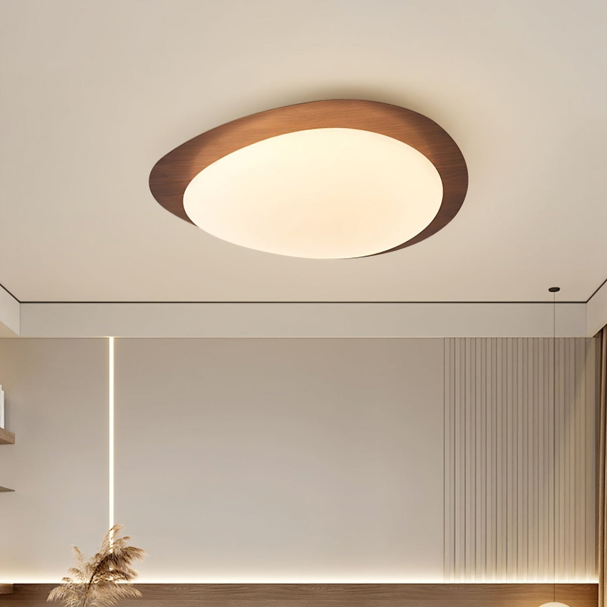 Sylenia lampa sufitowa Pebble orzechowe drewno akryl LED