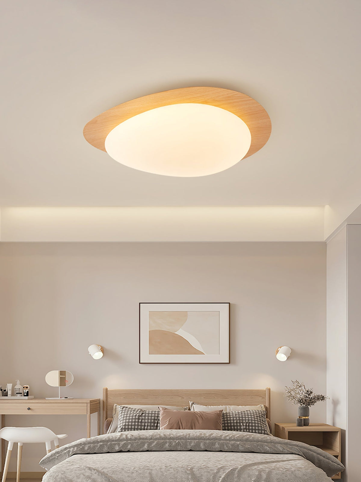 Sylenia lampa sufitowa Pebble orzechowe drewno akryl LED