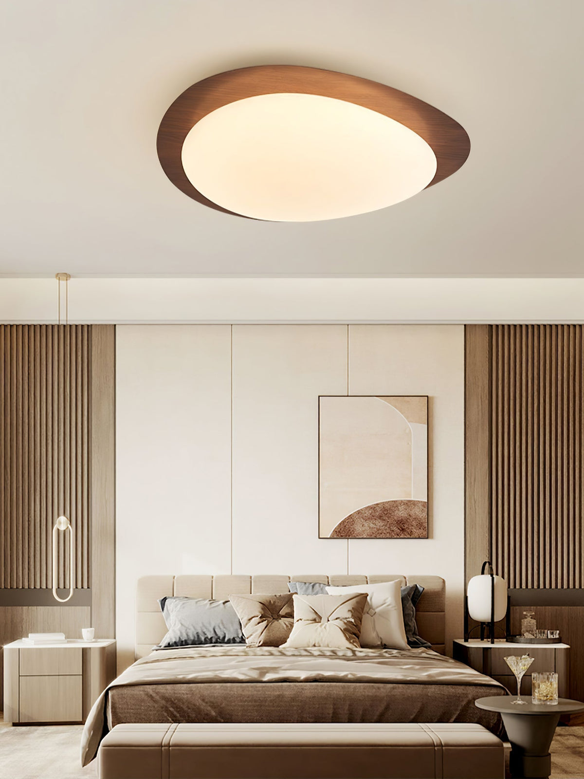 Sylenia lampa sufitowa Pebble orzechowe drewno akryl LED