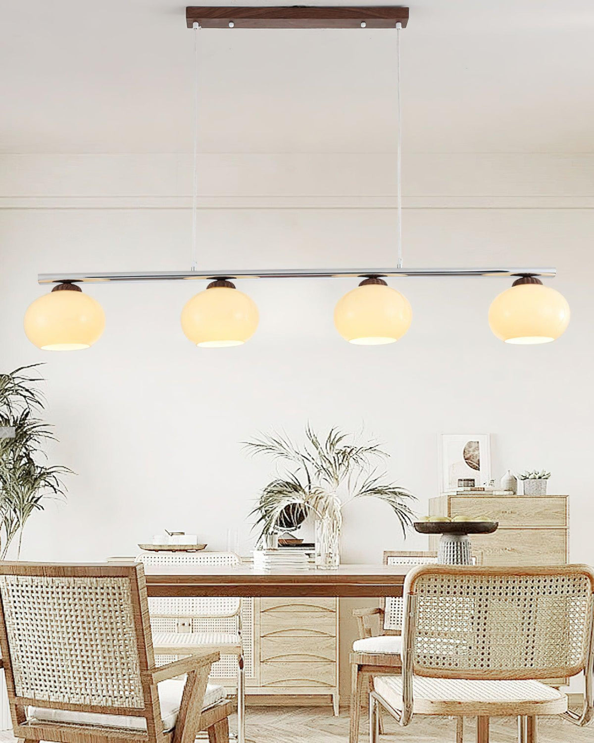 Eixu żyrandol liniowy ze szkła z kloszami w kolorze kaki