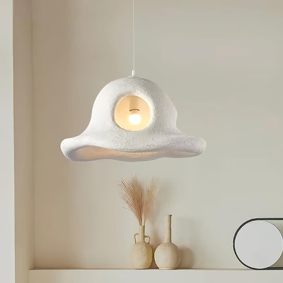Alnorel wisząca lampa w stylu Wabi z kreatywnym kapeluszem