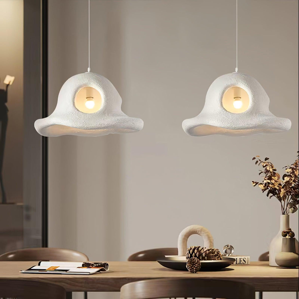 Alnorel wisząca lampa w stylu Wabi z kreatywnym kapeluszem