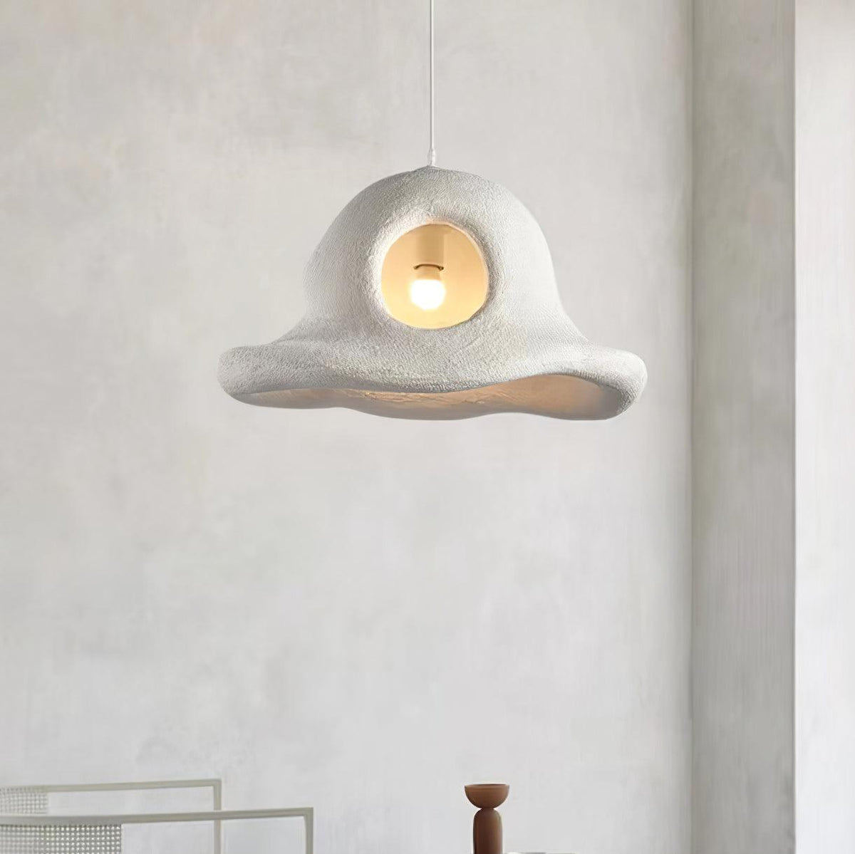 Alnorel wisząca lampa w stylu Wabi z kreatywnym kapeluszem