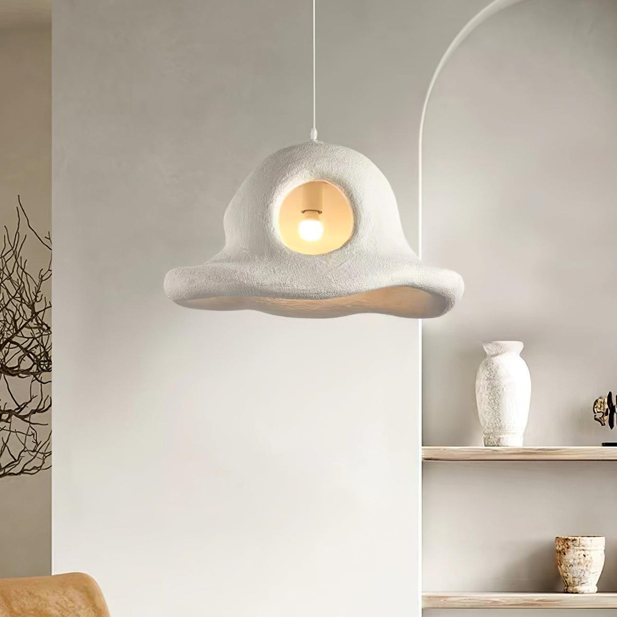 Alnorel wisząca lampa w stylu Wabi z kreatywnym kapeluszem