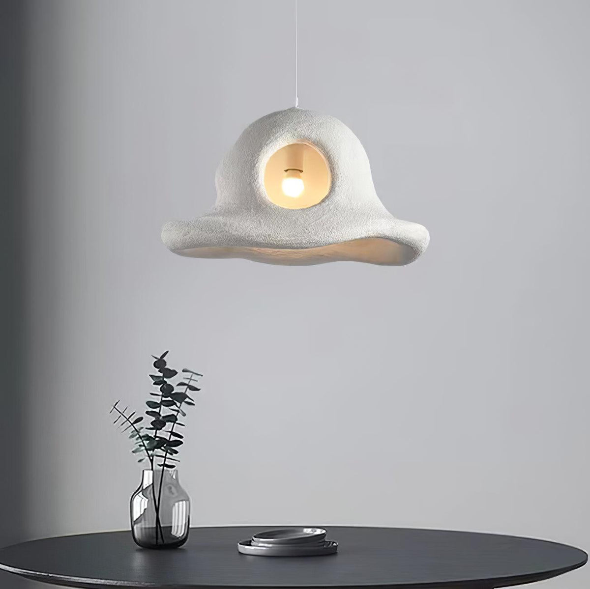 Alnorel wisząca lampa w stylu Wabi z kreatywnym kapeluszem