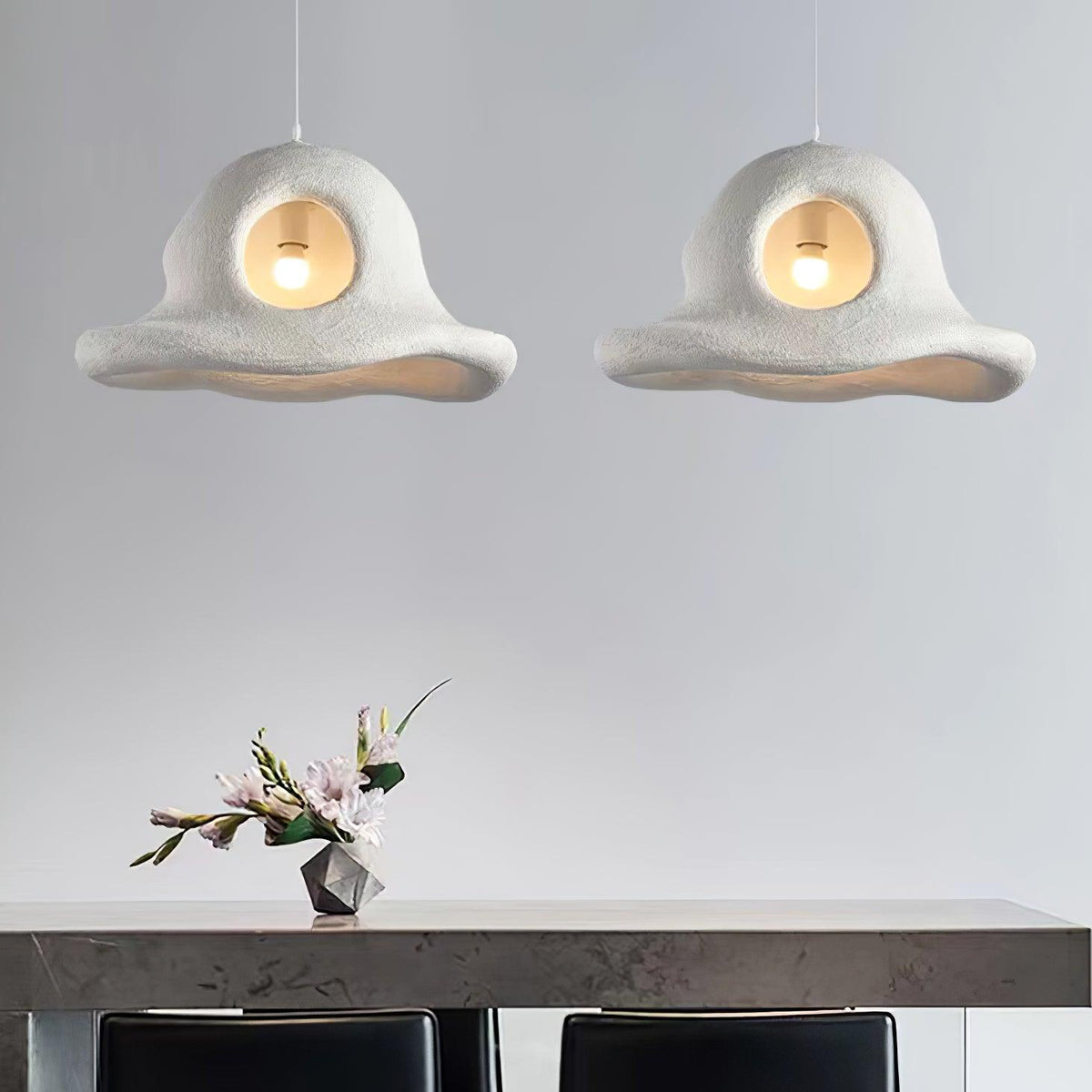 Alnorel wisząca lampa w stylu Wabi z kreatywnym kapeluszem