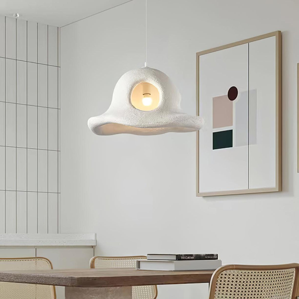 Alnorel wisząca lampa w stylu Wabi z kreatywnym kapeluszem