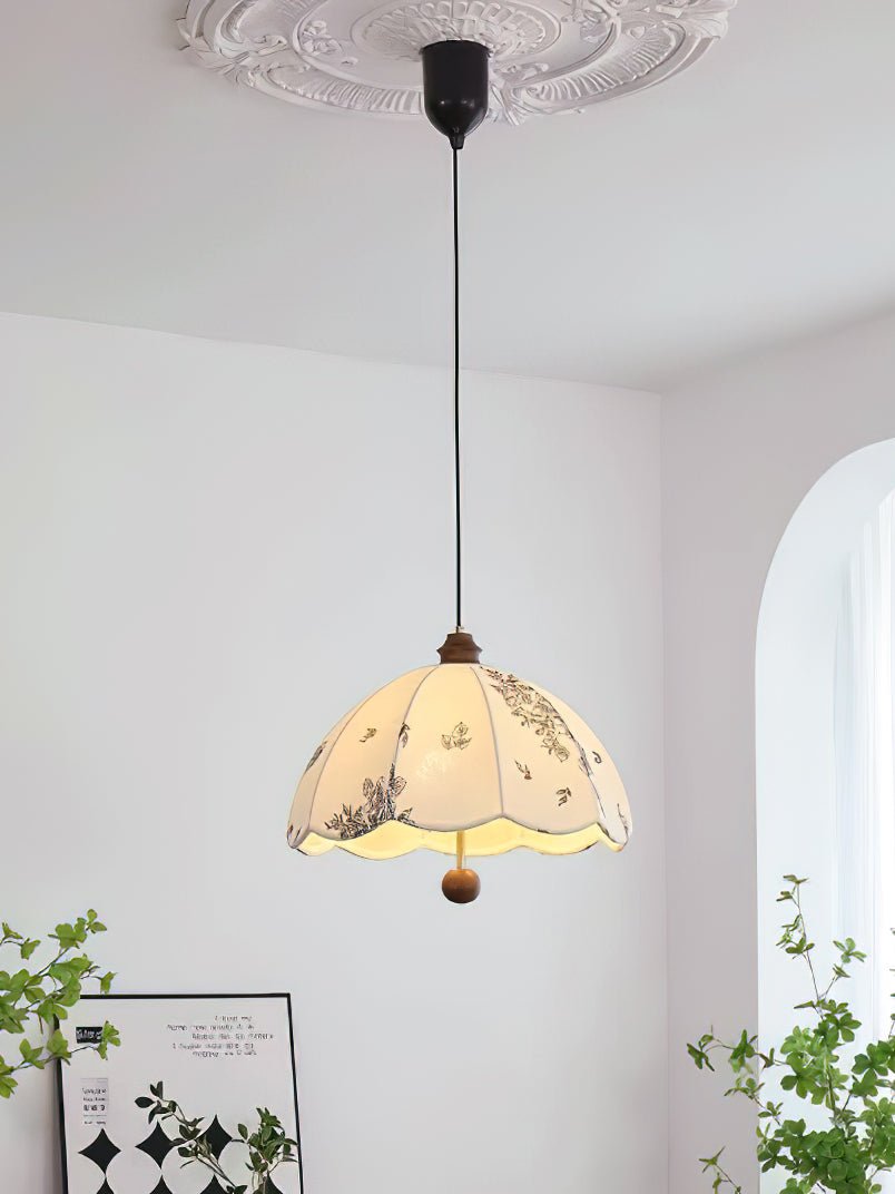 Vevenir Petal Whisper drewniana lampa wisząca ze szkła i płótna
