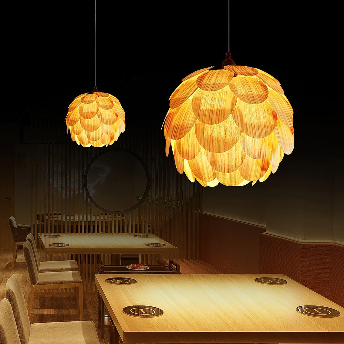 Wlara nowoczesna lampa wisząca z drewna