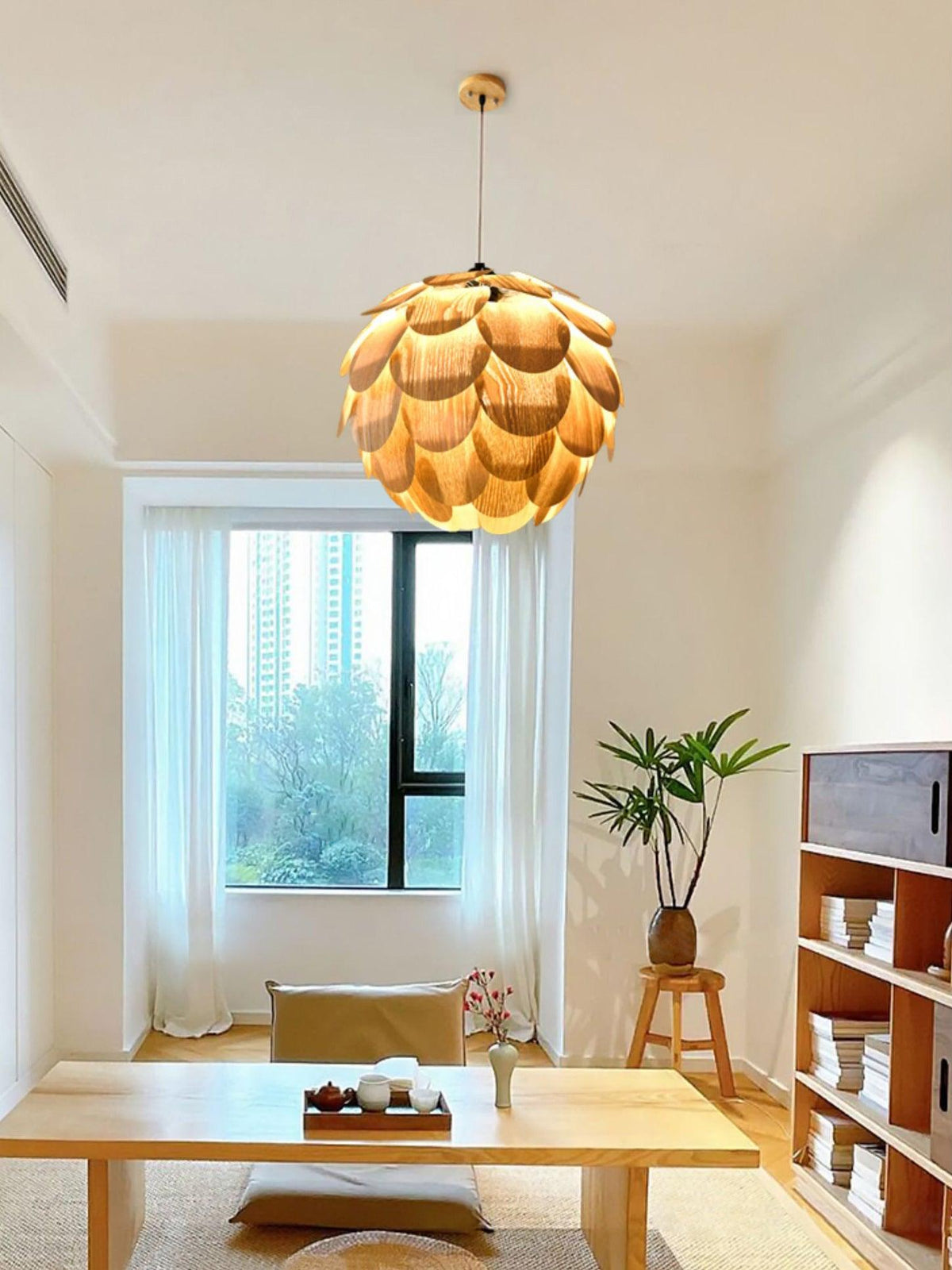 Wlara nowoczesna lampa wisząca z drewna