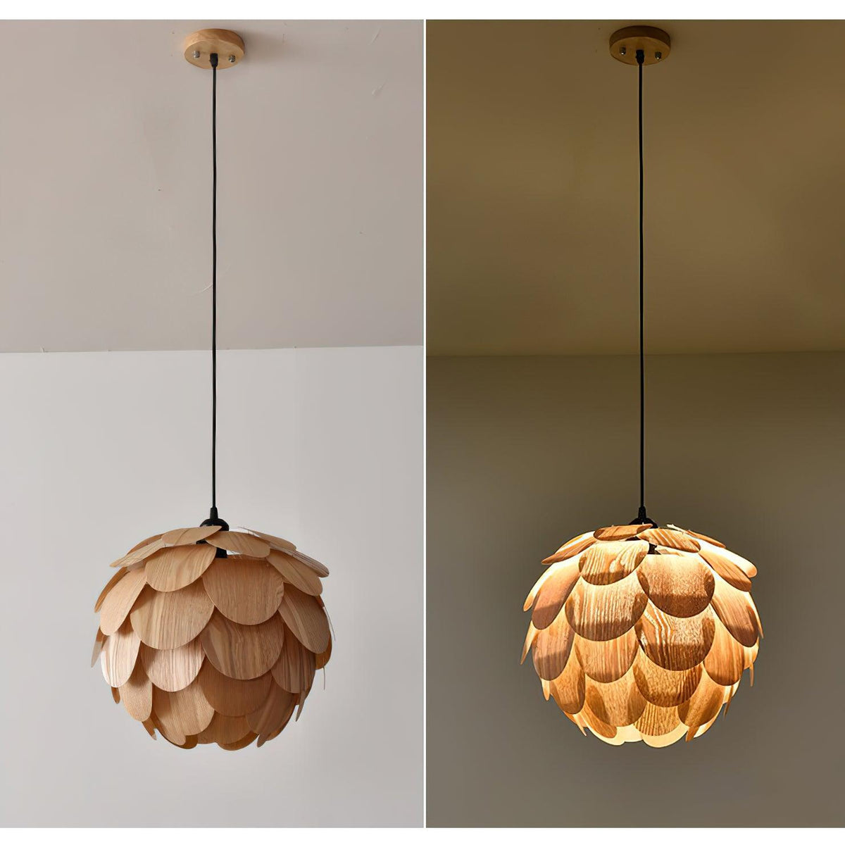 Wlara nowoczesna lampa wisząca z drewna