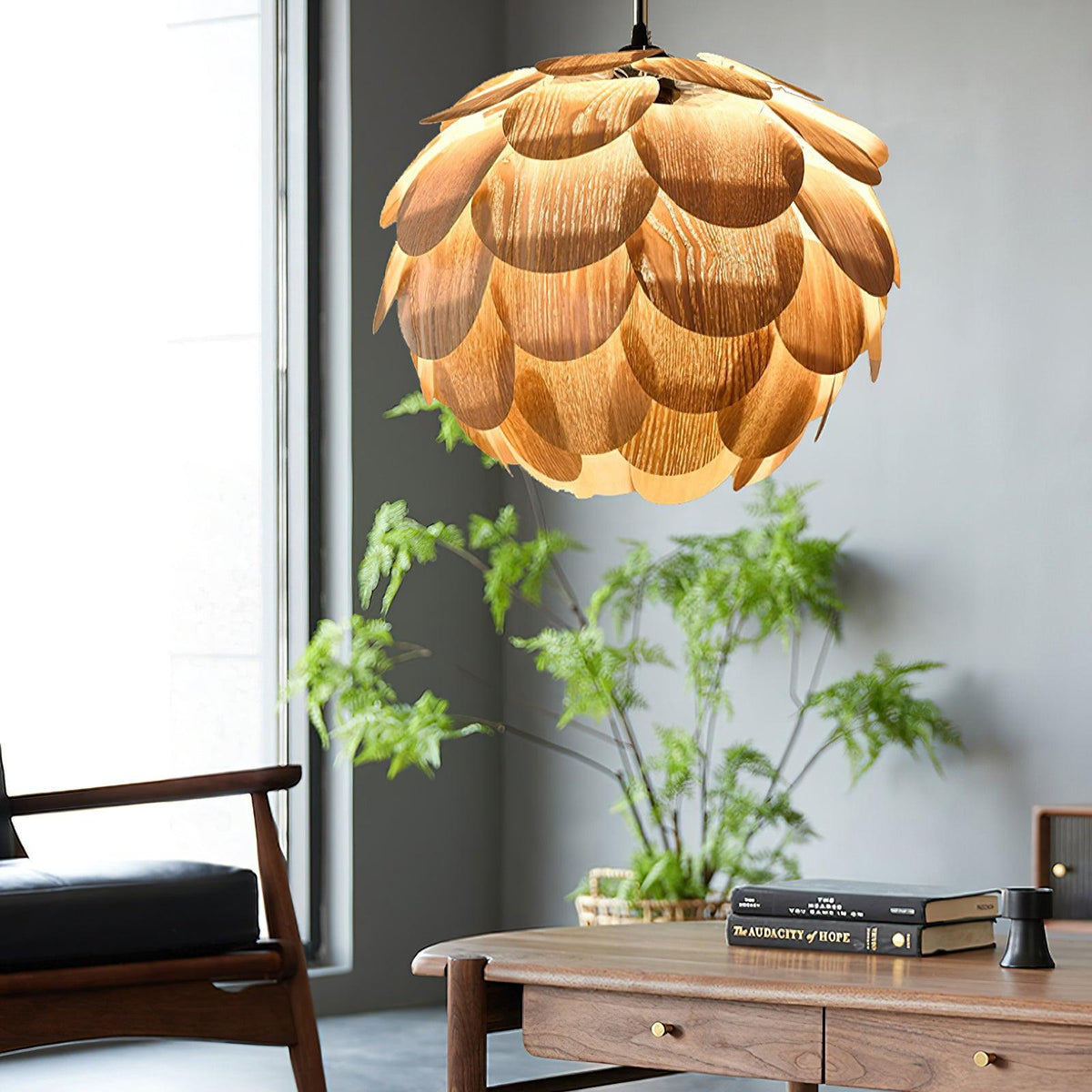 Wlara nowoczesna lampa wisząca z drewna