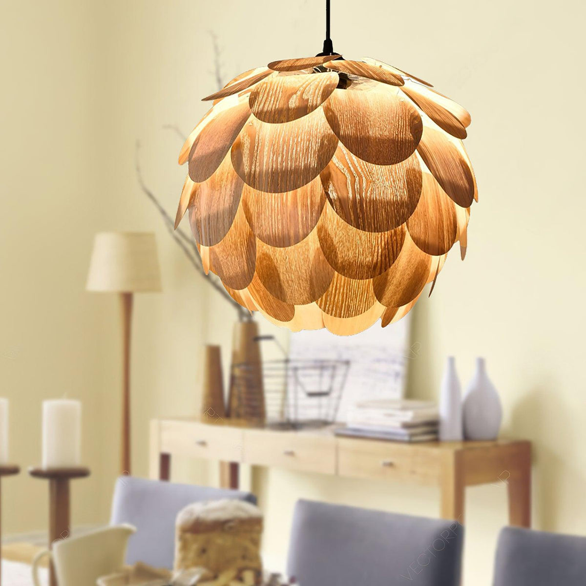 Wlara nowoczesna lampa wisząca z drewna