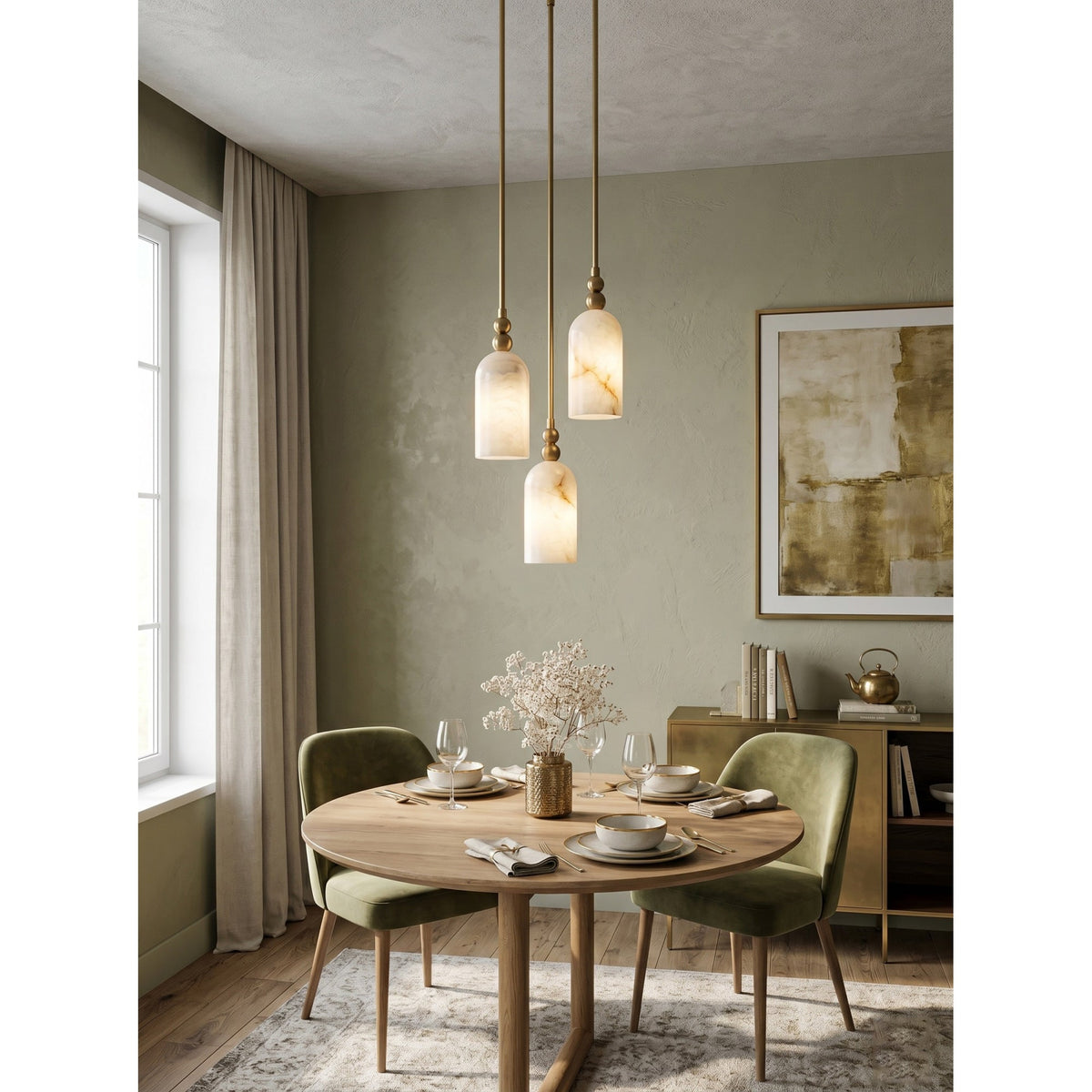 Lampa wisząca Eiranelia z alabastrowego kamienia