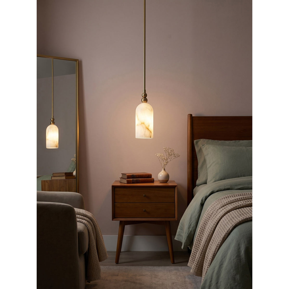 Lampa wisząca Eiranelia z alabastrowego kamienia