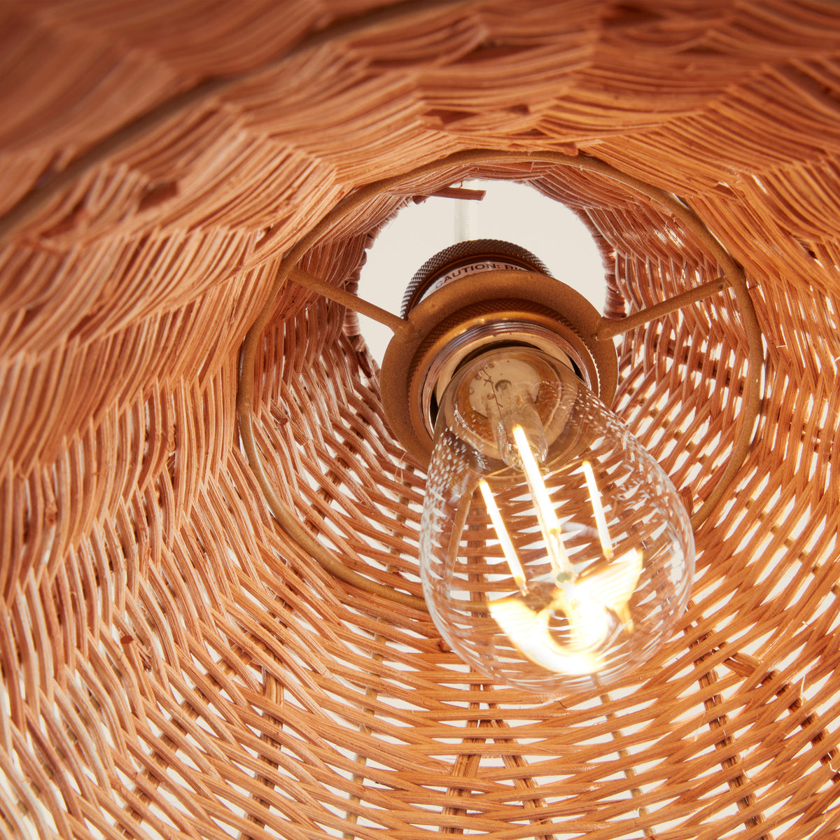 Kasbah wisząca lampa stożkowa z rattanu