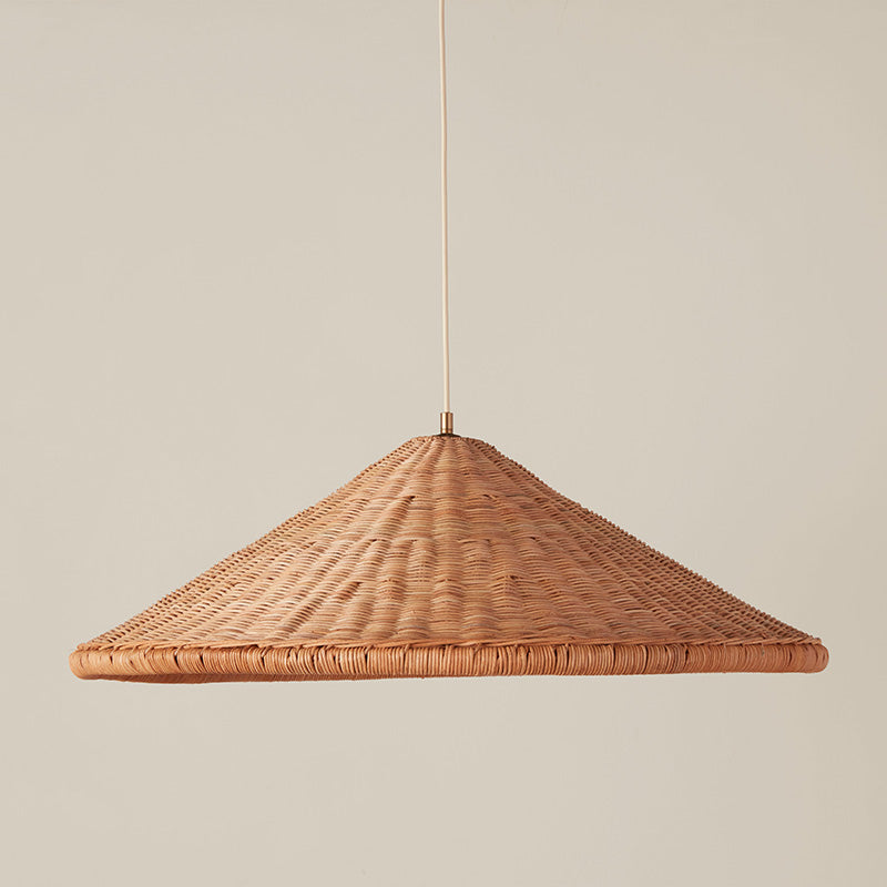 Kasbah wisząca lampa stożkowa z rattanu