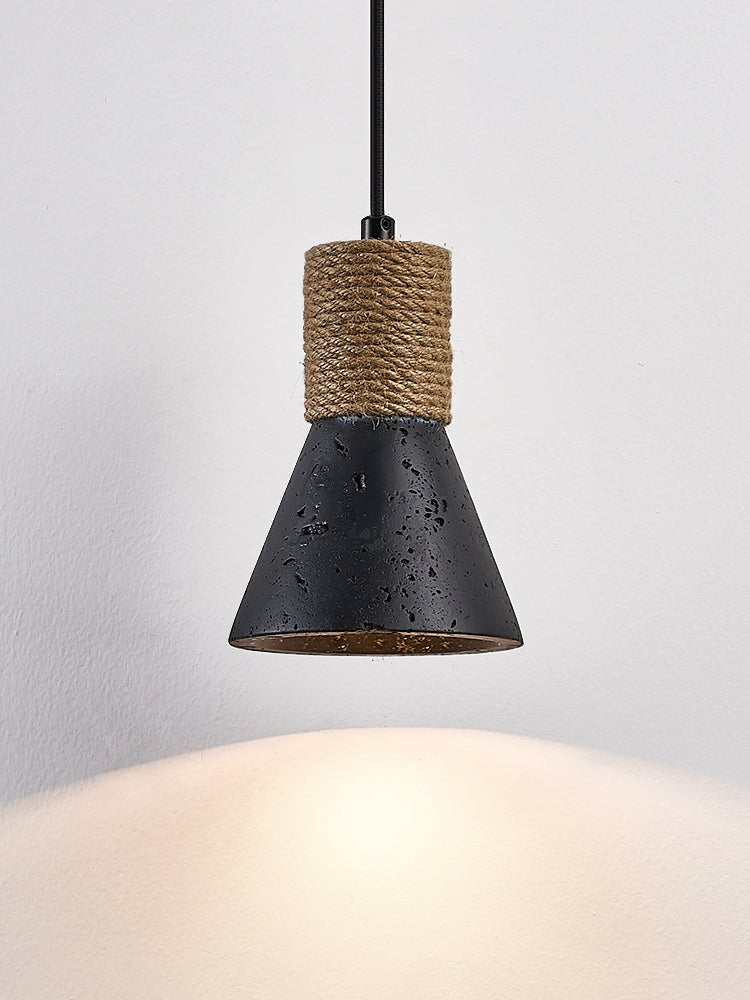 Ravena lampa wisząca stożkowa z płóciennego kordelika