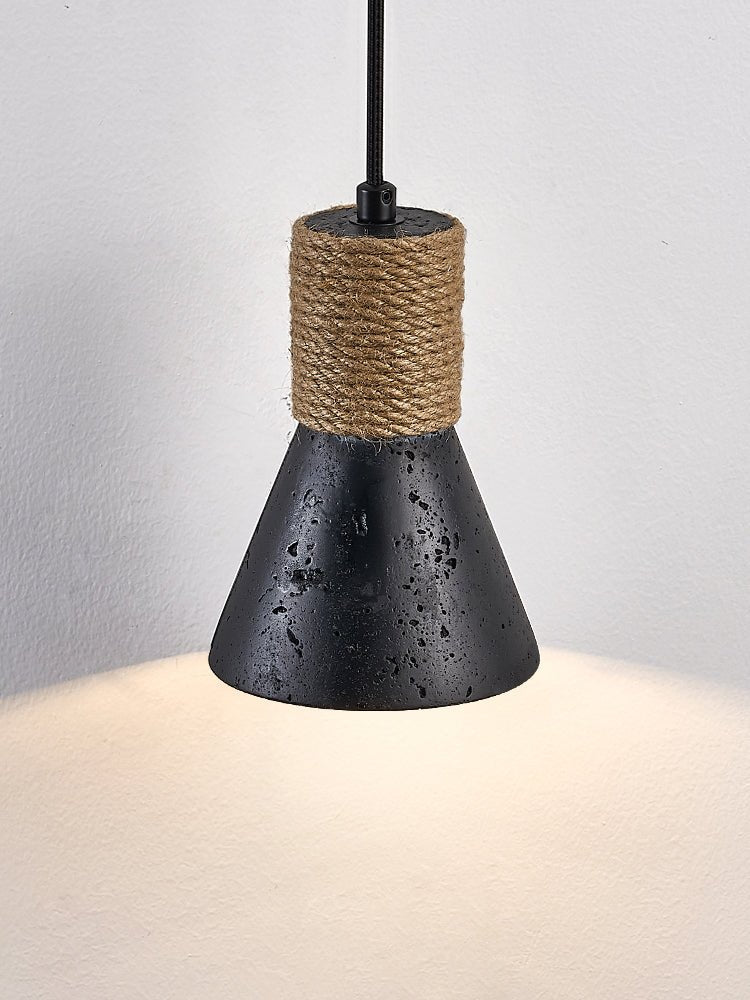 Ravena lampa wisząca stożkowa z płóciennego kordelika