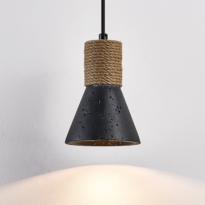 Ravena lampa wisząca stożkowa z płóciennego kordelika