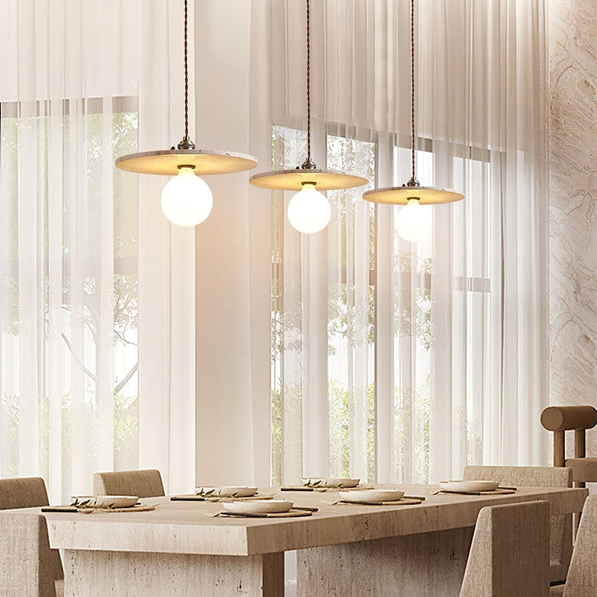 Tavaora minimalistyczna lampa wisząca w żółtym travertynie