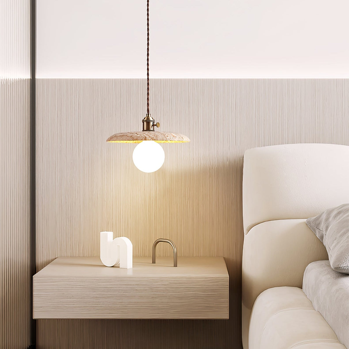 Tavaora minimalistyczna lampa wisząca w żółtym travertynie