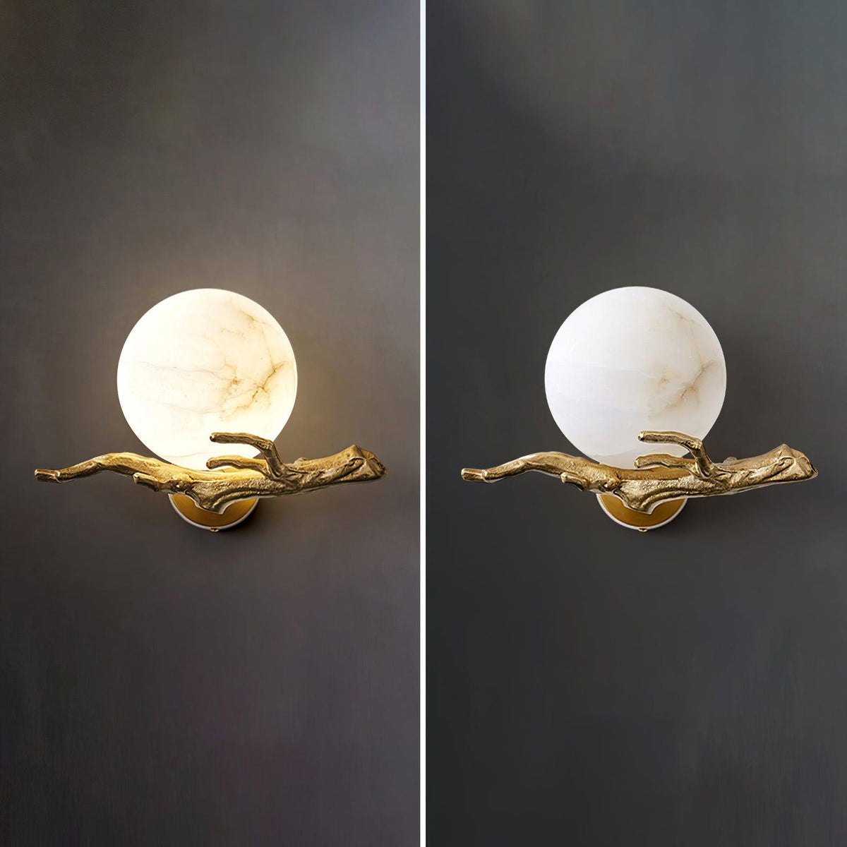 Erixa Retro Twigs Brass Marble Kinkiet