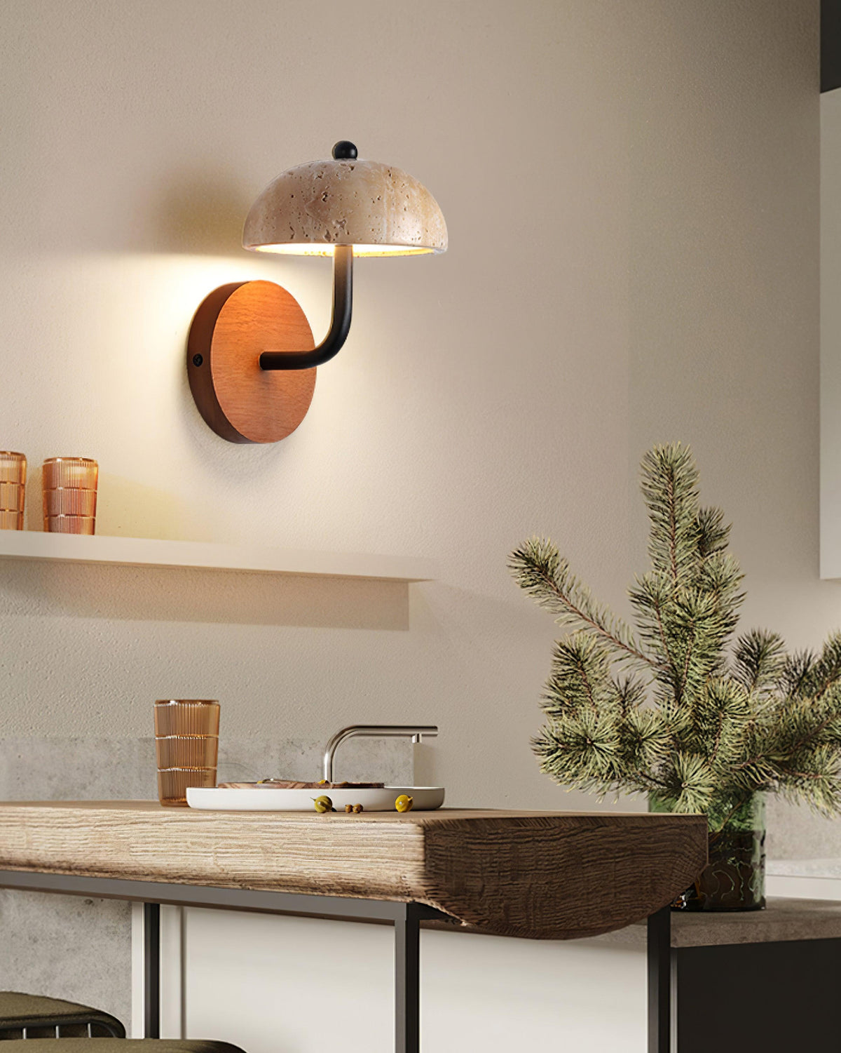Solaro lampa ścienna Travertine półkopuła osłona
