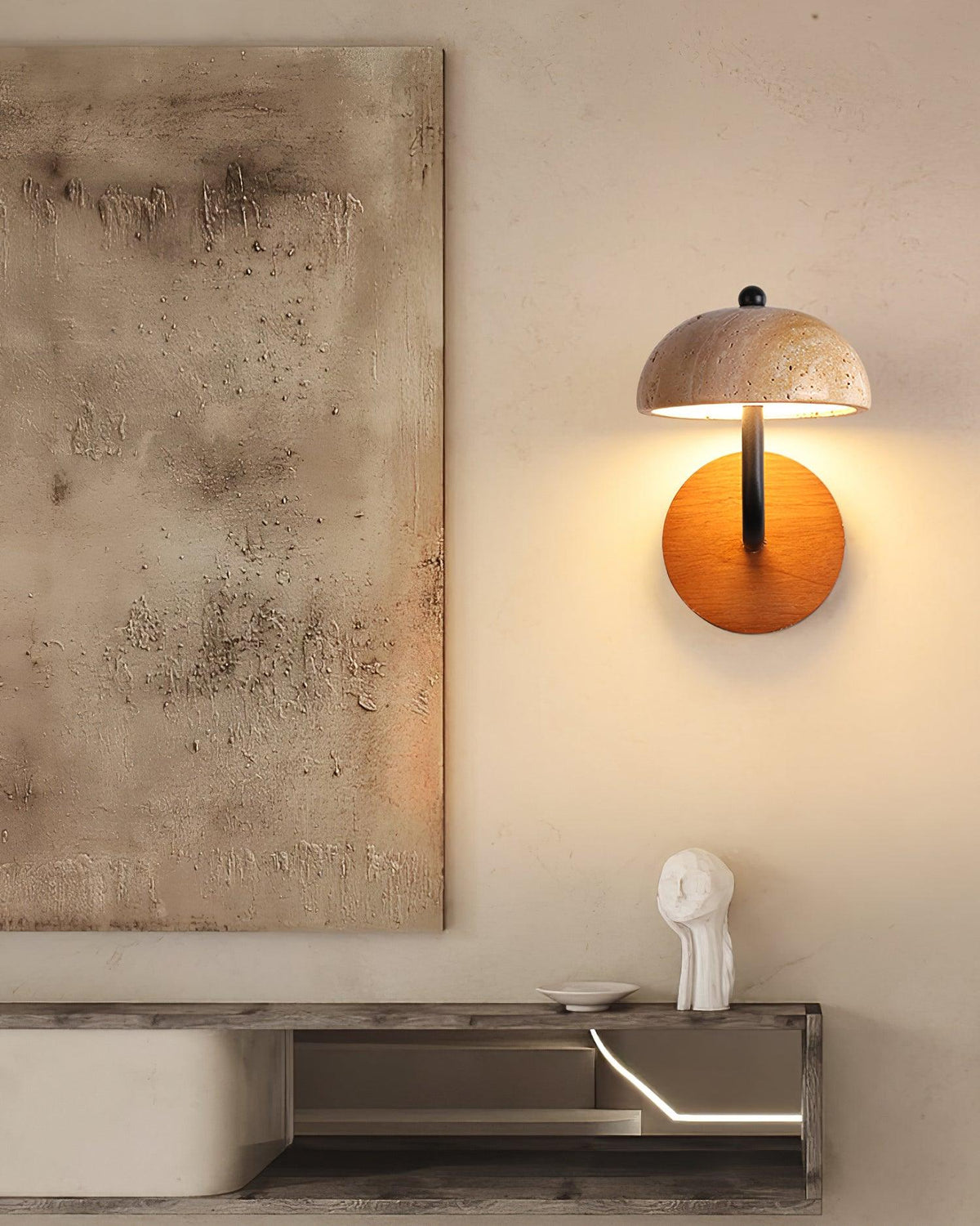 Solaro lampa ścienna Travertine półkopuła osłona