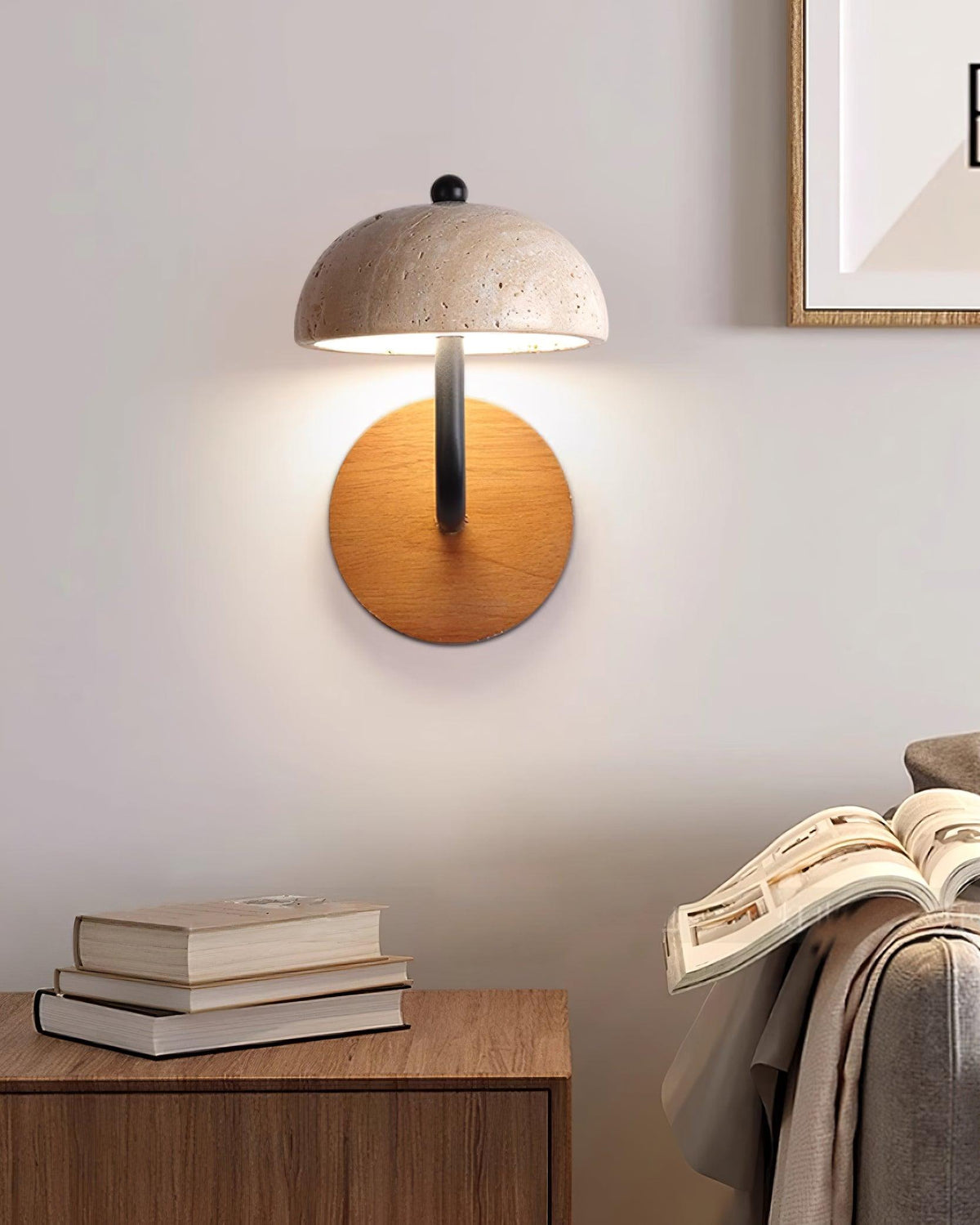 Solaro lampa ścienna Travertine półkopuła osłona