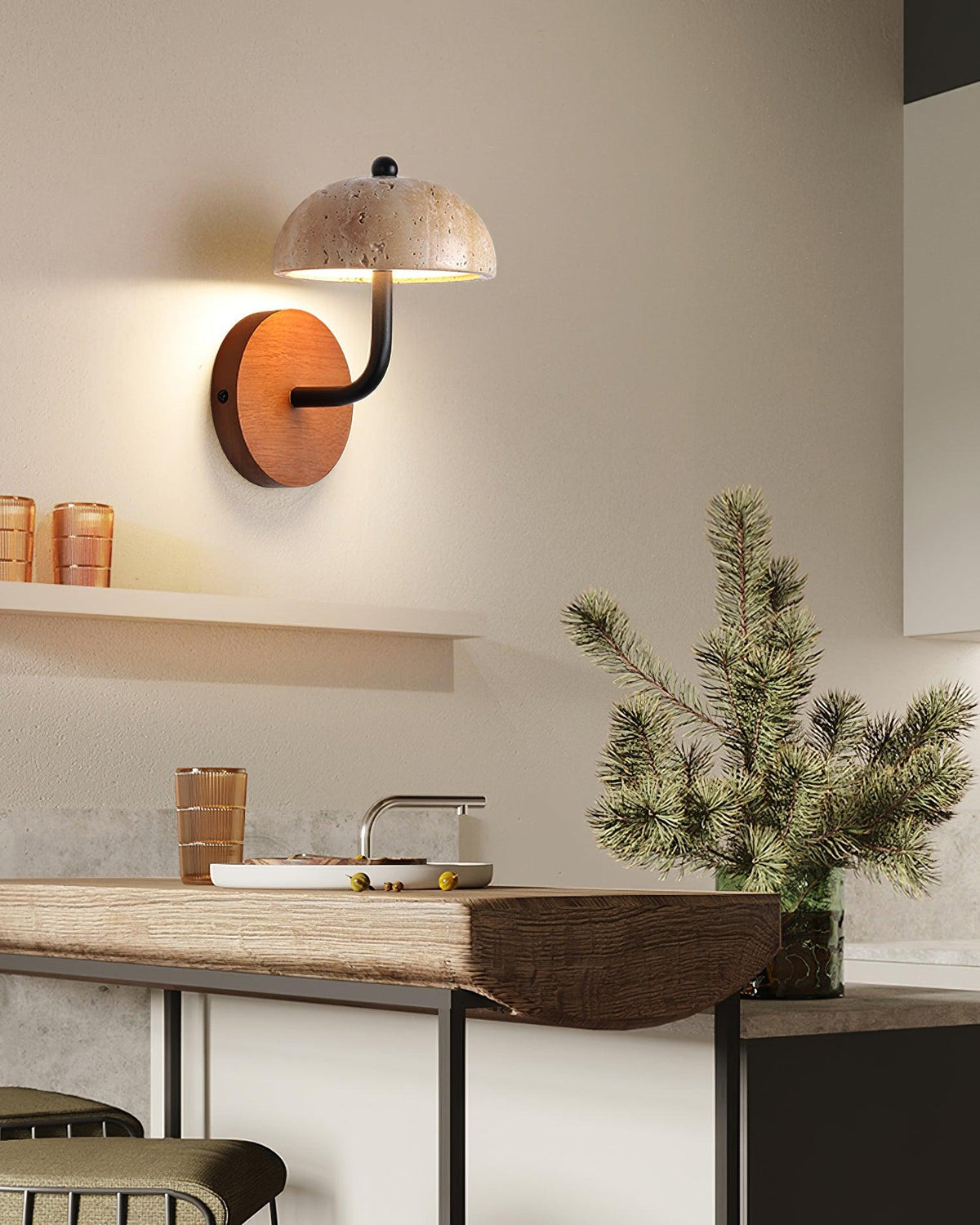 Solaro lampa ścienna Travertine półkopuła osłona