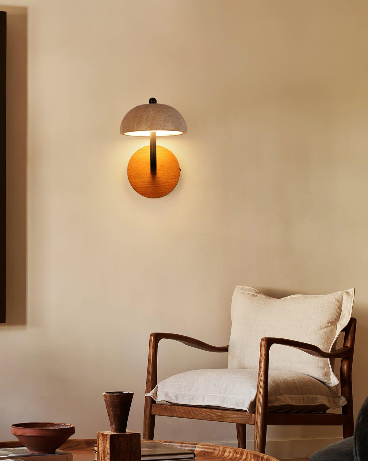 Solaro lampa ścienna Travertine półkopuła osłona