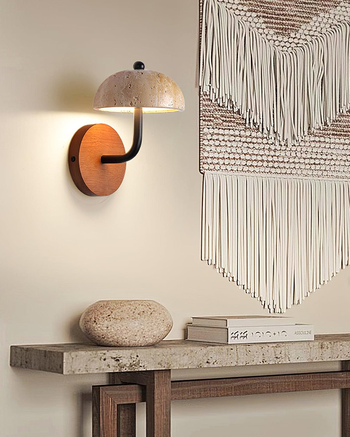 Solaro lampa ścienna Travertine półkopuła osłona