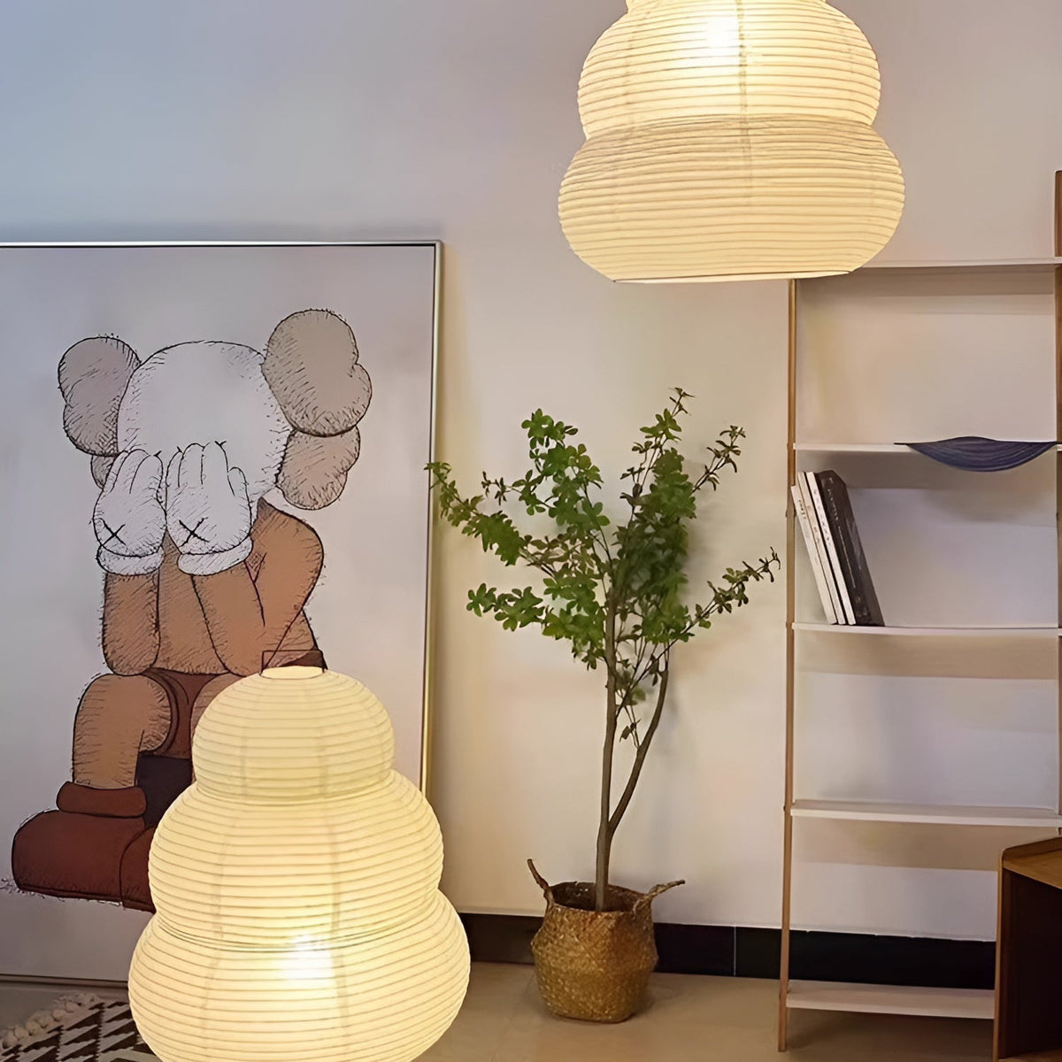 Solara lampa wisząca z papieru washi wielopoziomowa latarnia japońska do salonu