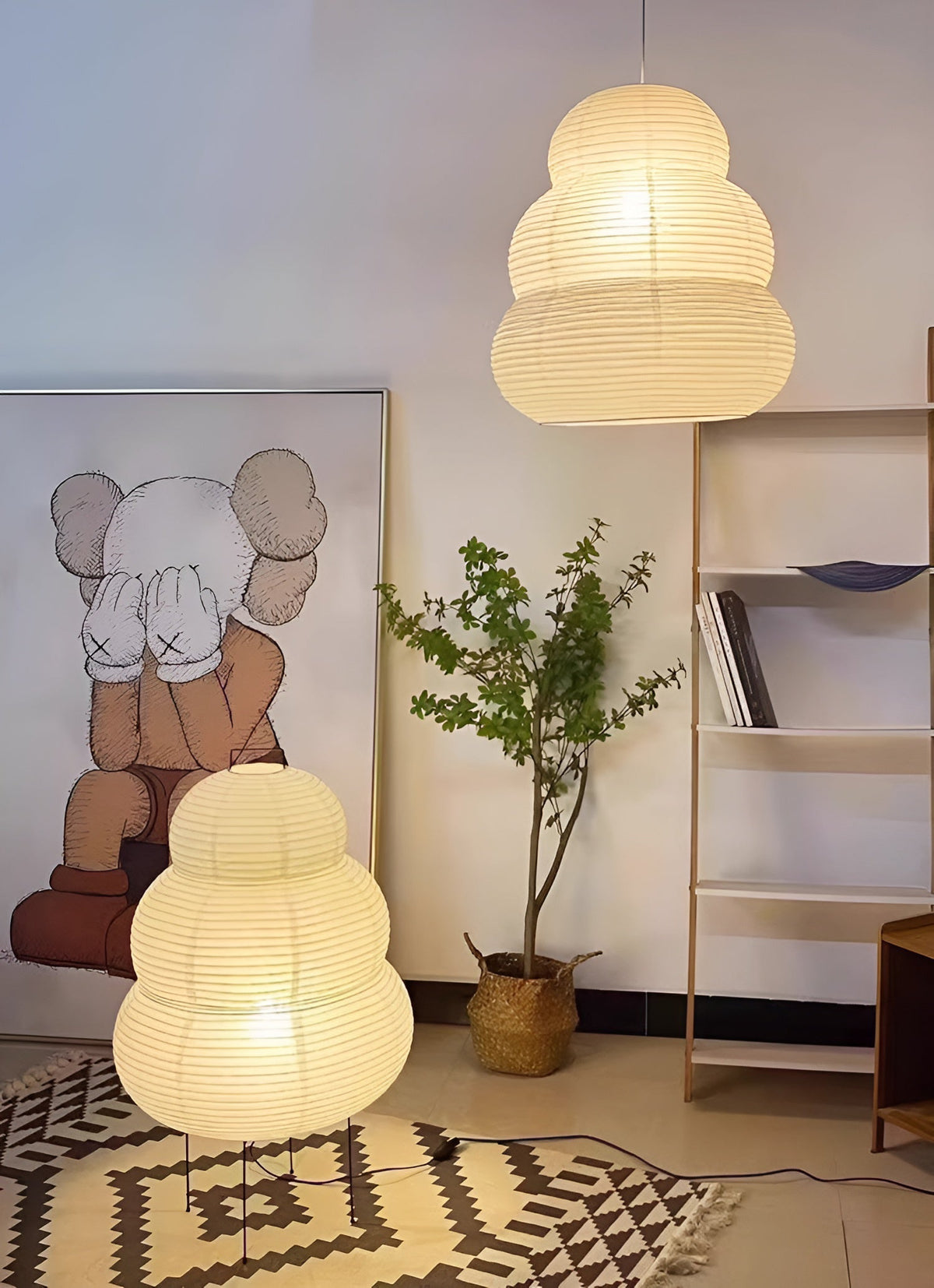 Solara lampa wisząca z papieru washi wielopoziomowa latarnia japońska do salonu