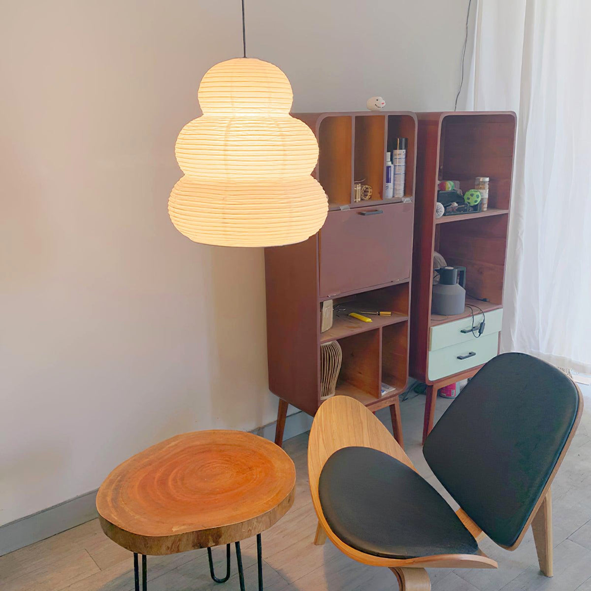 Solara lampa wisząca z papieru washi wielopoziomowa latarnia japońska do salonu
