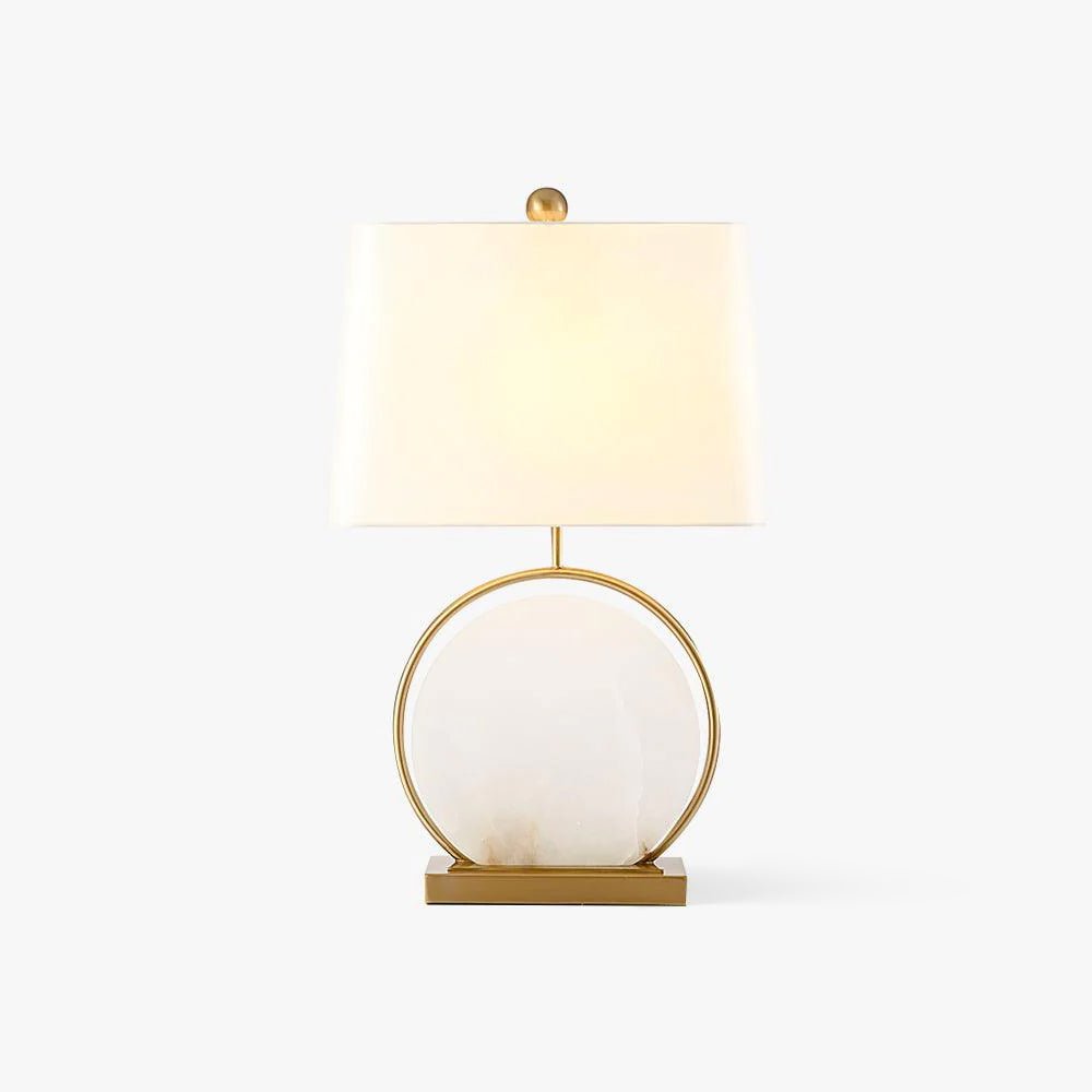 Lampa stołowa Cirilina ze złotym pierścieniem i osłoną z alabastu