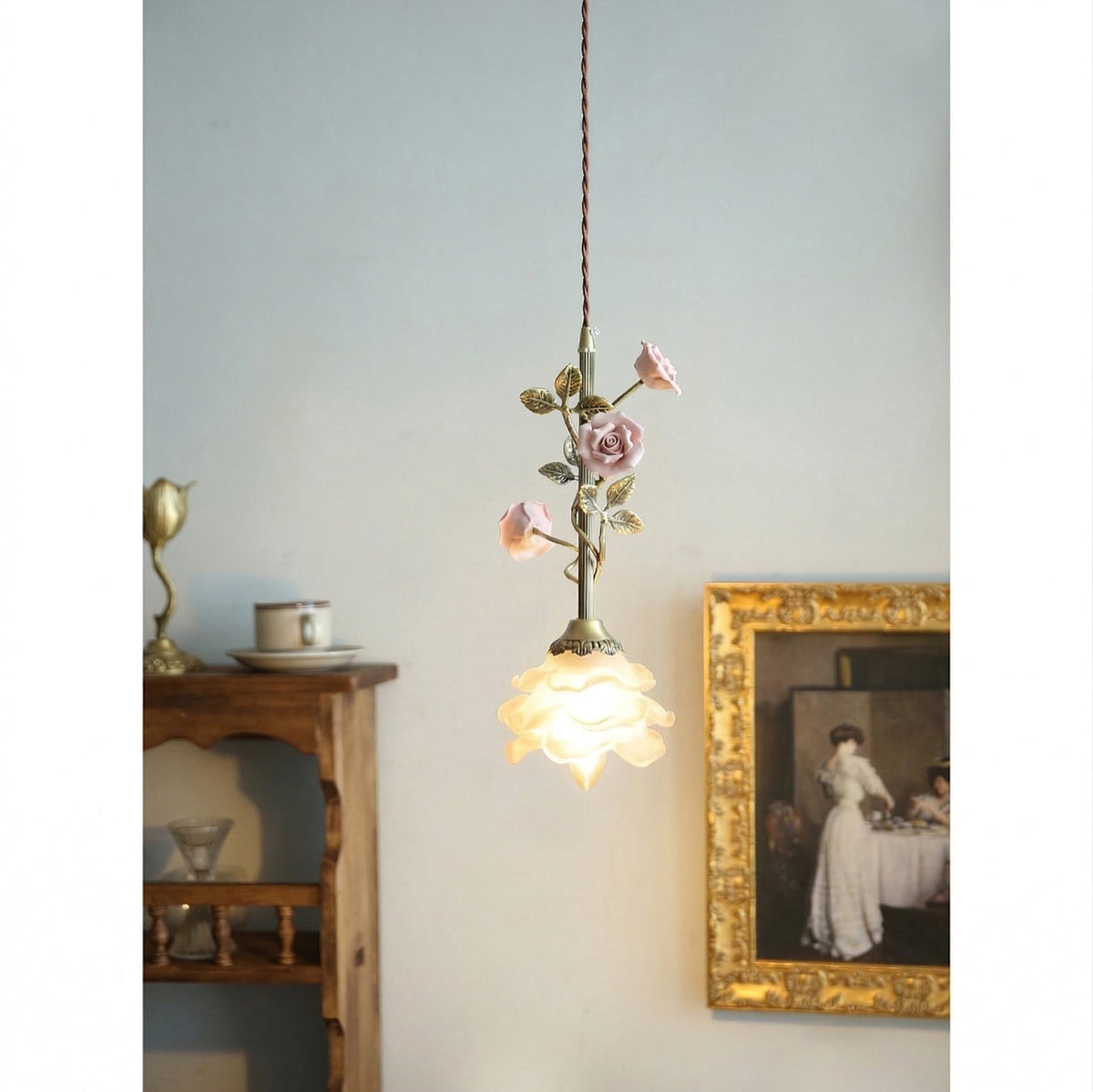 Avenoielle wisząca lampa z motywem kwiatowym