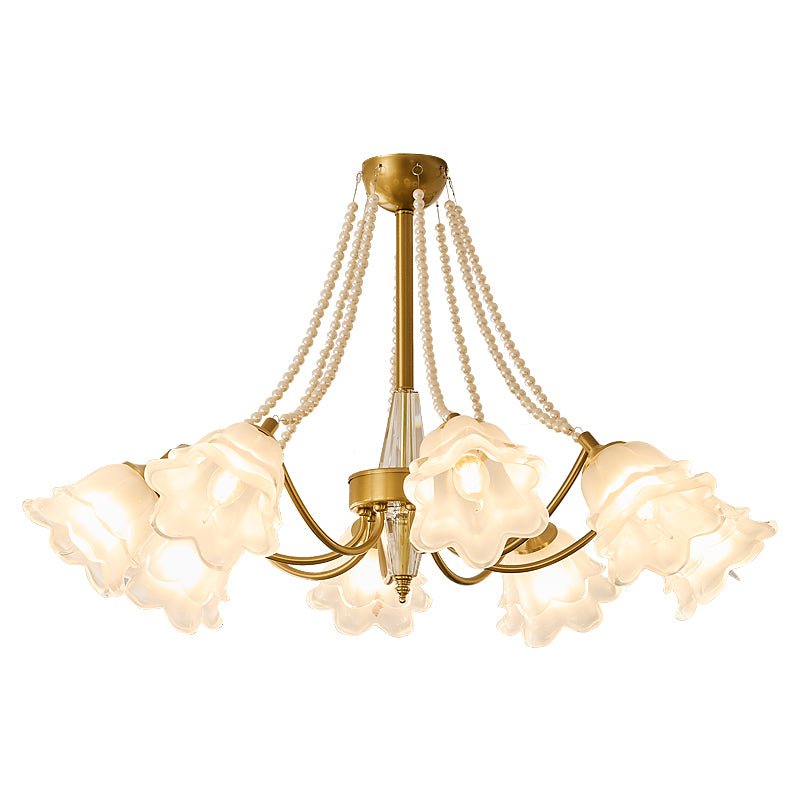 Allirila tradycyjna elegancja vintage Bloom perły żyrandol ze szkła